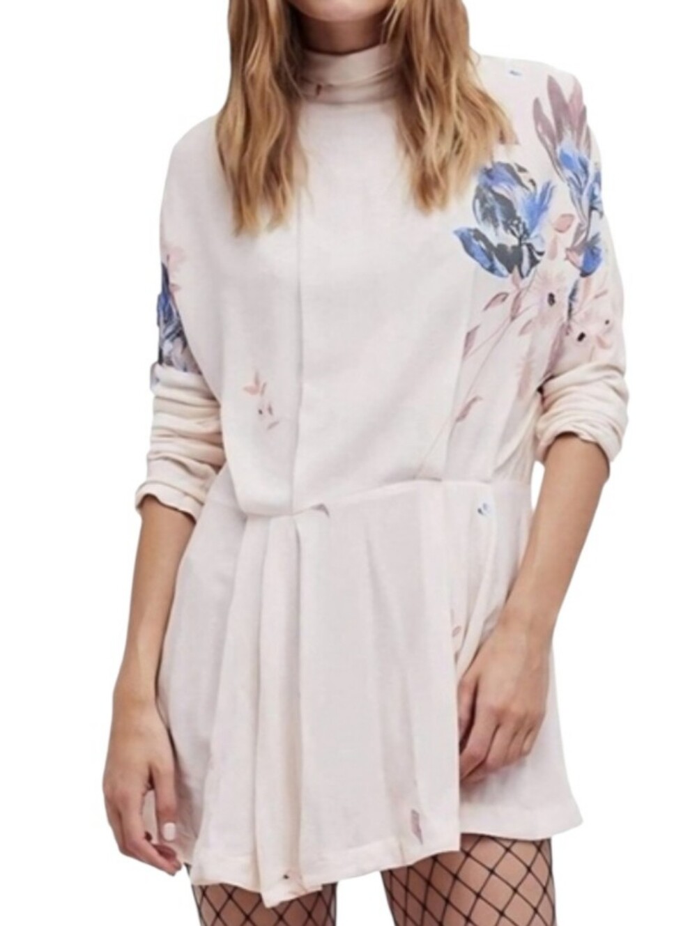 Free People Morning Light floral tie back ivory minidress Size M